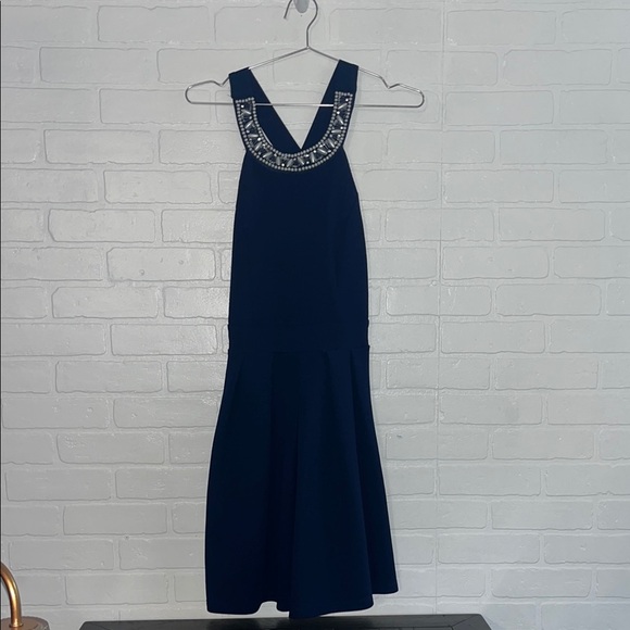 ALYA Womens Dress with Embellished Neckline Navy Blue Medium - Picture 2 of 7